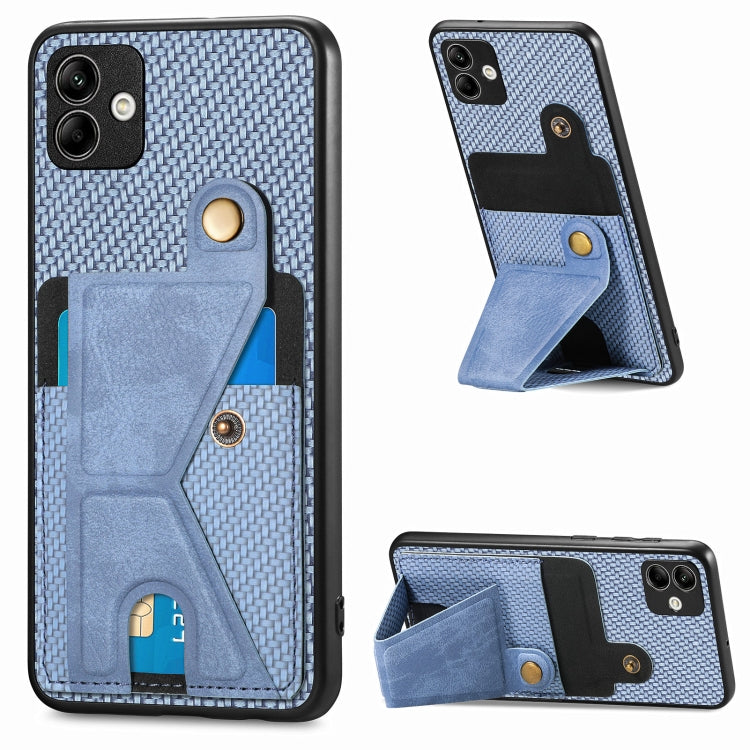 Carbon Fiber Wallet Flip Card K-shaped Holder Phone Case, For Samsung Galaxy A13  5G, For Samsung Galaxy A13 4G, For Samsung Galaxy A04 4G