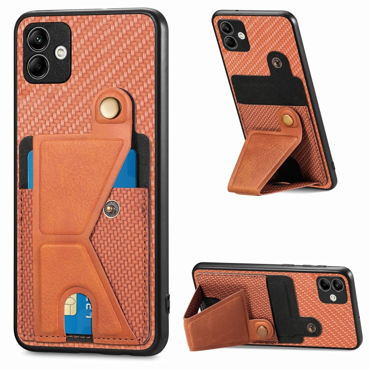 Carbon Fiber Wallet Flip Card K-shaped Holder Phone Case, For Samsung Galaxy A13  5G, For Samsung Galaxy A13 4G, For Samsung Galaxy A04 4G