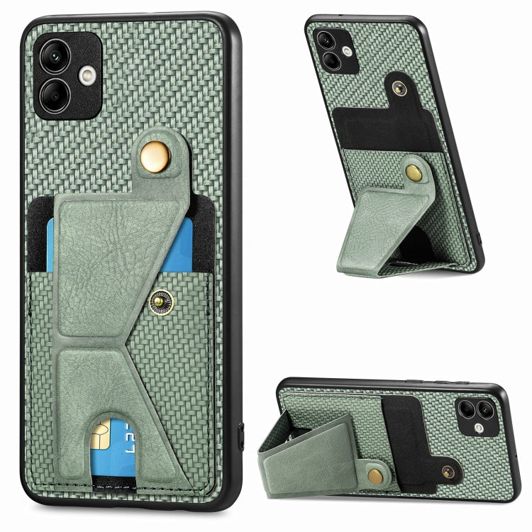 Carbon Fiber Wallet Flip Card K-shaped Holder Phone Case, For Samsung Galaxy A13  5G, For Samsung Galaxy A13 4G, For Samsung Galaxy A04 4G