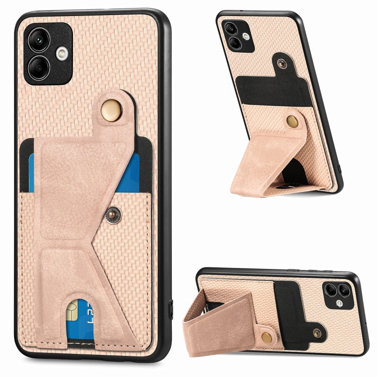 Carbon Fiber Wallet Flip Card K-shaped Holder Phone Case, For Samsung Galaxy A13  5G, For Samsung Galaxy A13 4G, For Samsung Galaxy A04 4G
