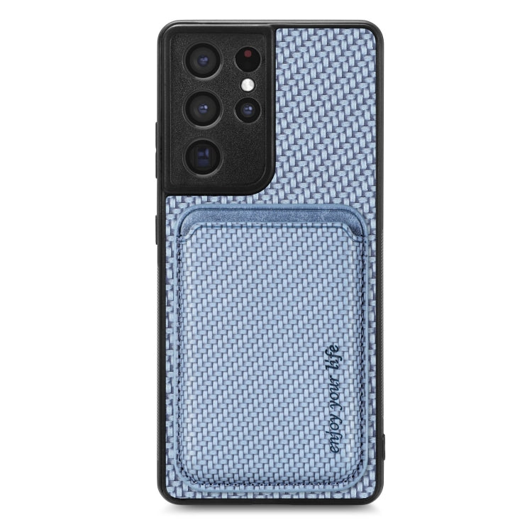 Carbon Fiber Leather Card Magsafe Magnetic Phone Case, For Samsung Galaxy S22 5G, For Samsung Galaxy S22+ 5G, For Samsung Galaxy S22 Ultra 5G, For Samsung Galaxy S21 5G, For Samsung Galaxy S21+ 5G, For Samsung Galaxy S21 Ultra 5G, For Samsung Galaxy S2...