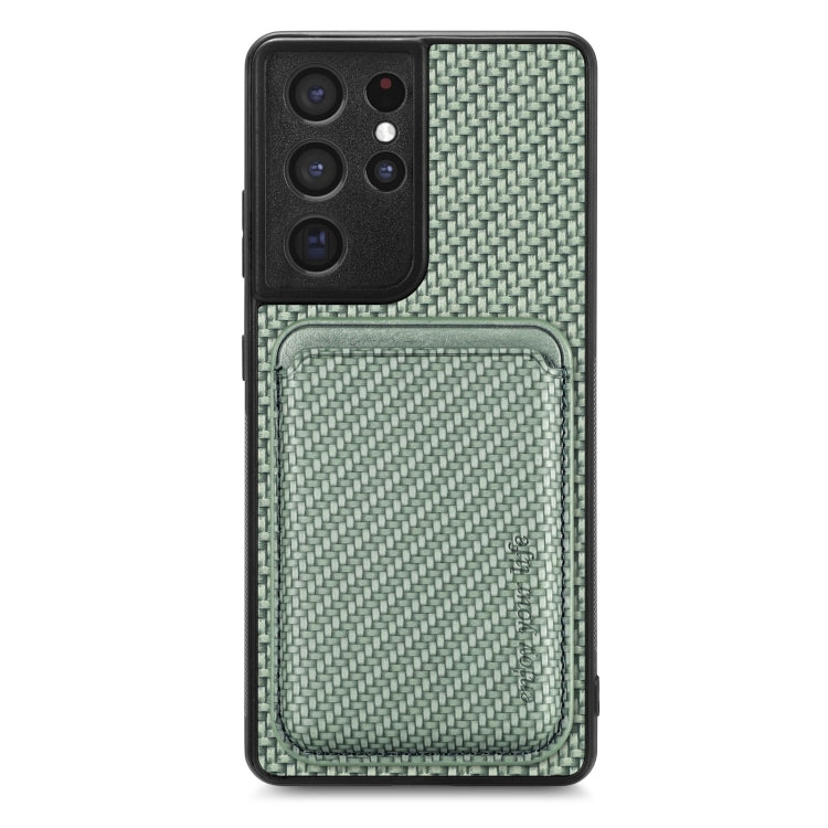 Carbon Fiber Leather Card Magsafe Magnetic Phone Case, For Samsung Galaxy S22 5G, For Samsung Galaxy S22+ 5G, For Samsung Galaxy S22 Ultra 5G, For Samsung Galaxy S21 5G, For Samsung Galaxy S21+ 5G, For Samsung Galaxy S21 Ultra 5G, For Samsung Galaxy S2...
