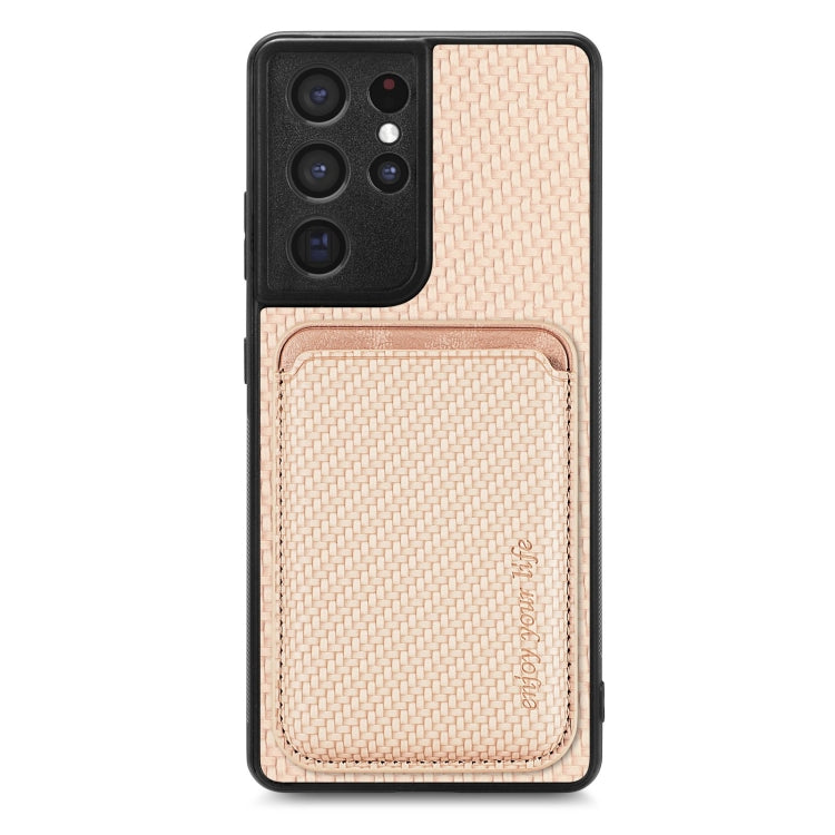 Carbon Fiber Leather Card Magsafe Magnetic Phone Case, For Samsung Galaxy S22 5G, For Samsung Galaxy S22+ 5G, For Samsung Galaxy S22 Ultra 5G, For Samsung Galaxy S21 5G, For Samsung Galaxy S21+ 5G, For Samsung Galaxy S21 Ultra 5G, For Samsung Galaxy S2...