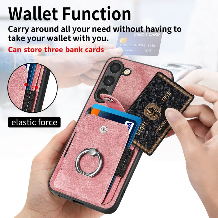 Retro Skin-feel Ring Card Wallet Phone Case, For Samsung Galaxy S23+ 5G, For Samsung Galaxy S23 Ultra 5G, For Samsung Galaxy S20+, For Samsung Galaxy S20 FE, For Samsung Galaxy S21 FE 5G, For Samsung Galaxy S21 5G, For Samsung Galaxy S21+ 5G           ...
