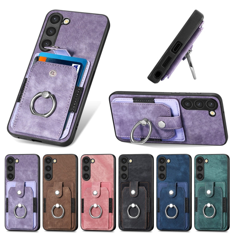 Retro Skin-feel Ring Card Wallet Phone Case, For Samsung Galaxy S23+ 5G, For Samsung Galaxy S23 Ultra 5G, For Samsung Galaxy S20+, For Samsung Galaxy S20 FE, For Samsung Galaxy S21 FE 5G, For Samsung Galaxy S21 5G, For Samsung Galaxy S21+ 5G           ...
