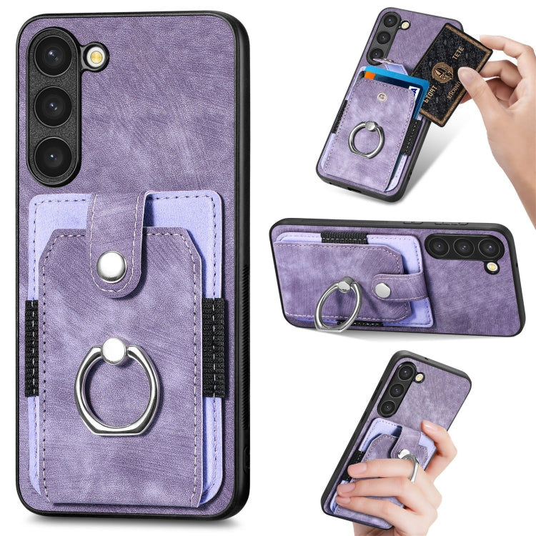 Retro Skin-feel Ring Card Wallet Phone Case, For Samsung Galaxy S23+ 5G, For Samsung Galaxy S23 Ultra 5G, For Samsung Galaxy S20+, For Samsung Galaxy S20 FE, For Samsung Galaxy S21 FE 5G, For Samsung Galaxy S21 5G, For Samsung Galaxy S21+ 5G           ...