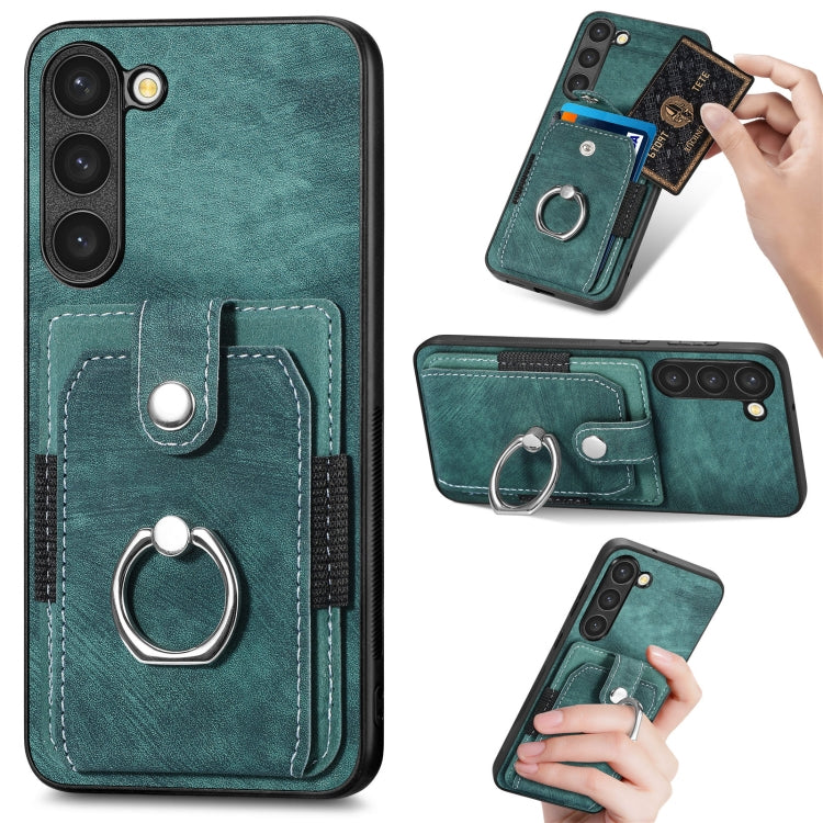 Retro Skin-feel Ring Card Wallet Phone Case, For Samsung Galaxy S23+ 5G, For Samsung Galaxy S23 Ultra 5G, For Samsung Galaxy S20+, For Samsung Galaxy S20 FE, For Samsung Galaxy S21 FE 5G, For Samsung Galaxy S21 5G, For Samsung Galaxy S21+ 5G           ...