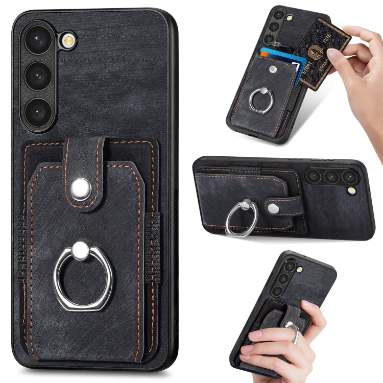 Retro Skin-feel Ring Card Wallet Phone Case, For Samsung Galaxy S23+ 5G, For Samsung Galaxy S23 Ultra 5G, For Samsung Galaxy S20+, For Samsung Galaxy S20 FE, For Samsung Galaxy S21 FE 5G, For Samsung Galaxy S21 5G, For Samsung Galaxy S21+ 5G           ...