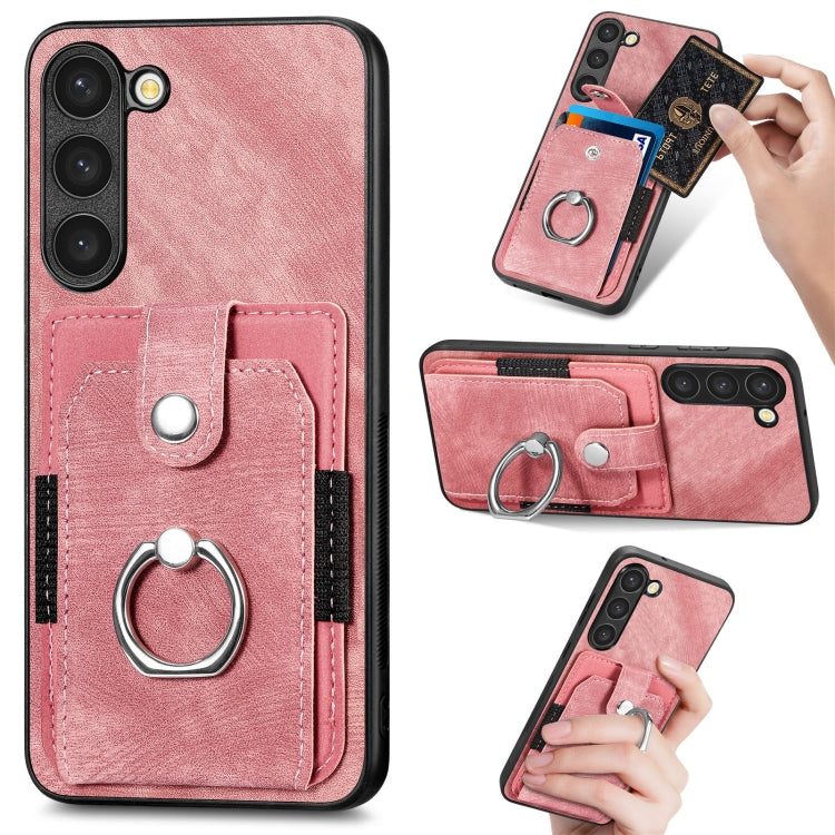 Retro Skin-feel Ring Card Wallet Phone Case, For Samsung Galaxy S22+ 5G, For Samsung Galaxy S22 Ultra 5G