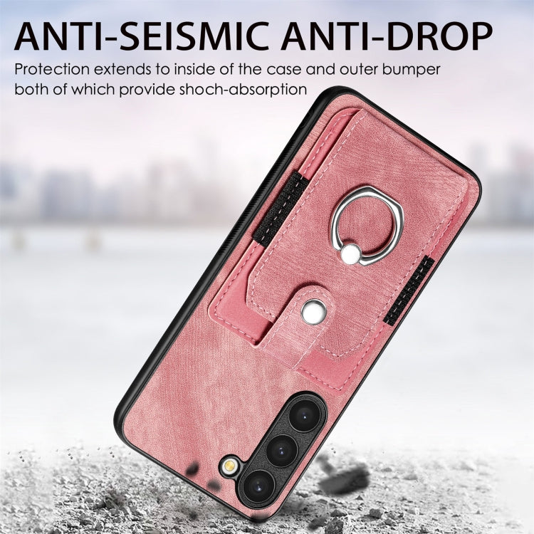 Retro Skin-feel Ring Card Wallet Phone Case, For Samsung Galaxy S22+ 5G, For Samsung Galaxy S22 Ultra 5G