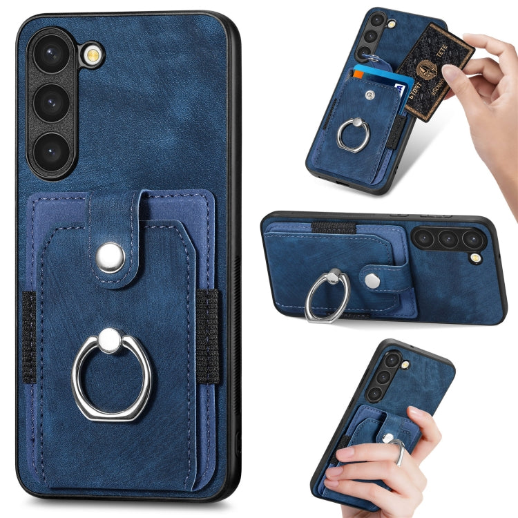 Retro Skin-feel Ring Card Wallet Phone Case, For Samsung Galaxy S22+ 5G, For Samsung Galaxy S22 Ultra 5G