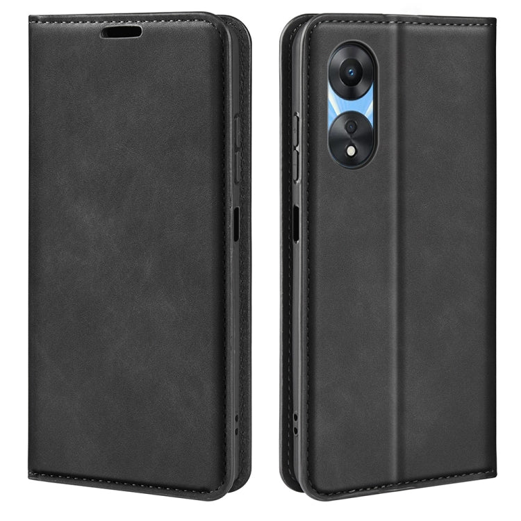 For OPPO A58 Retro-skin Magnetic Suction Leather Phone Case, For OPPO A58