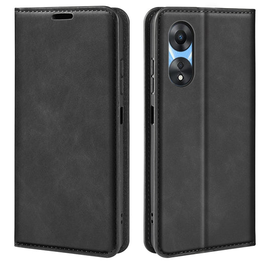 For OPPO A58 Retro-skin Magnetic Suction Leather Phone Case, For OPPO A58