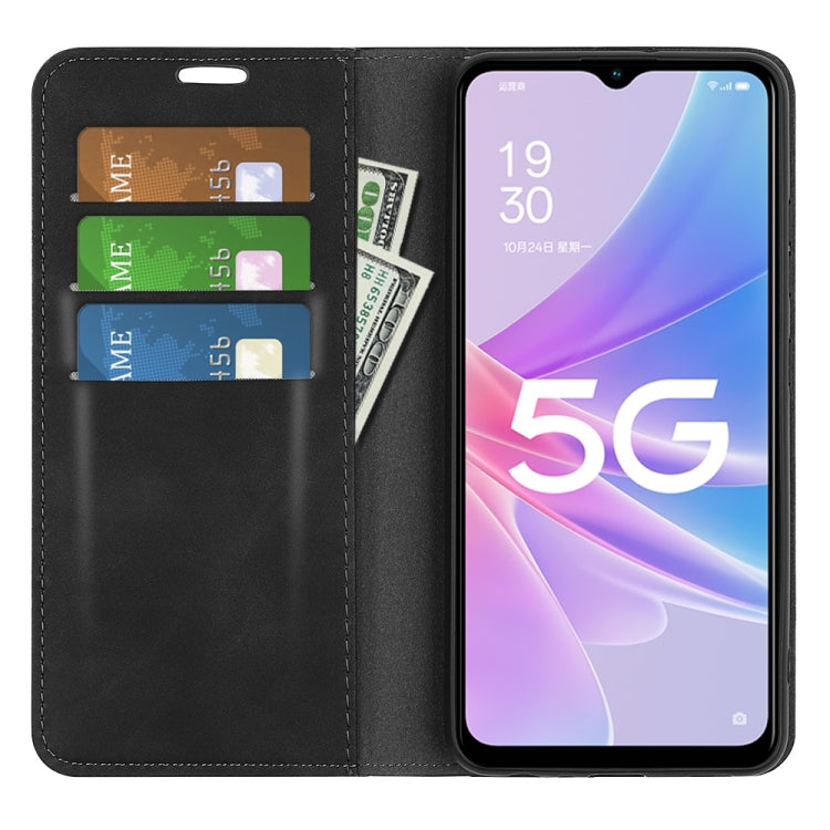 For OPPO A58 Retro-skin Magnetic Suction Leather Phone Case, For OPPO A58