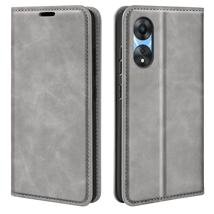For OPPO A58 Retro-skin Magnetic Suction Leather Phone Case, For OPPO A58