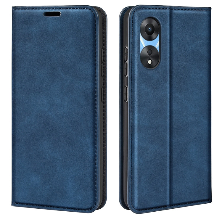 For OPPO A58 Retro-skin Magnetic Suction Leather Phone Case, For OPPO A58
