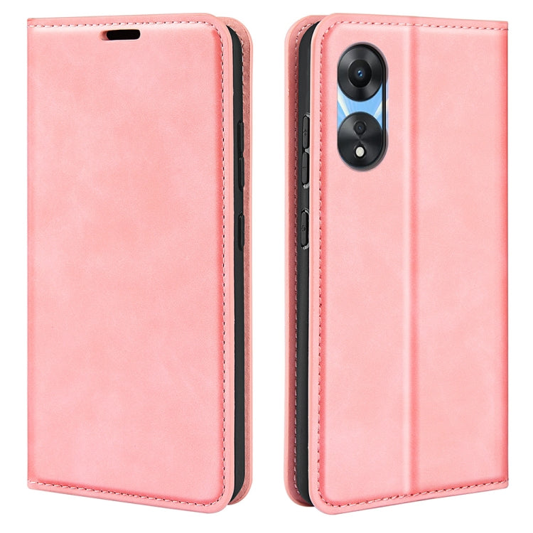 For OPPO A58 Retro-skin Magnetic Suction Leather Phone Case, For OPPO A58