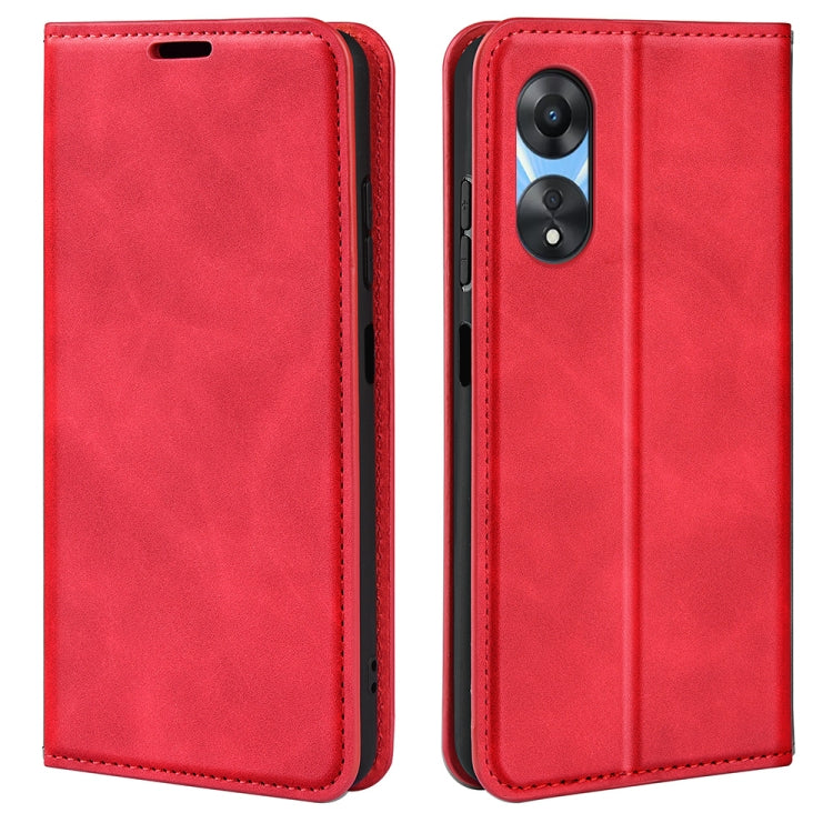 For OPPO A58 Retro-skin Magnetic Suction Leather Phone Case, For OPPO A58