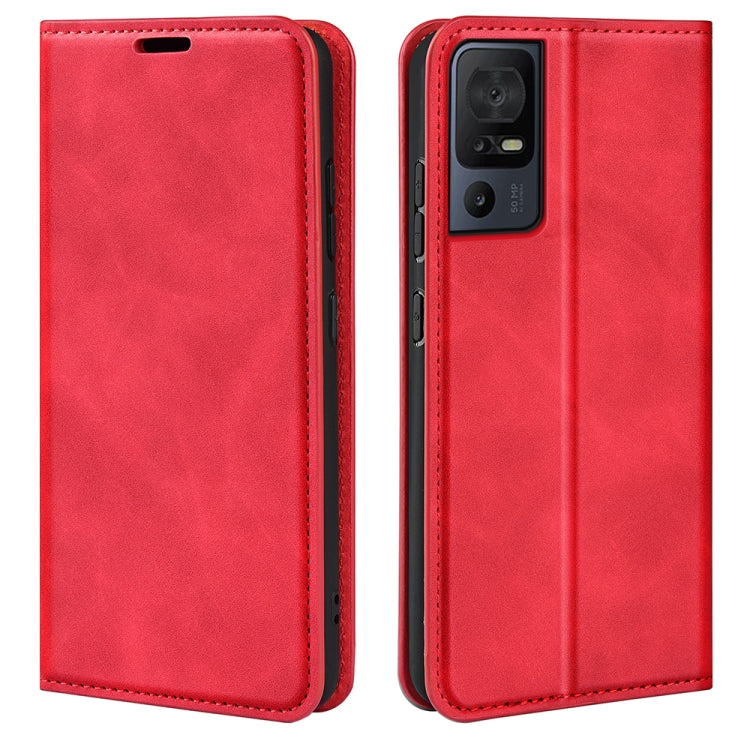 For TCL 40 SE Retro-skin  Magnetic Suction Leather Phone Case, For TCL 40 SE