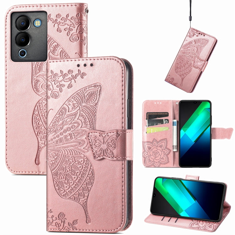 Butterfly Love Flower Embossed Leather Phone Case, For Infinix Note 12 G96, For OnePlus Ace 2, For Realme C55, For Tecno Pova Neo 5G, For ZTE Blade A52, For Samsung Galaxy A14 4G