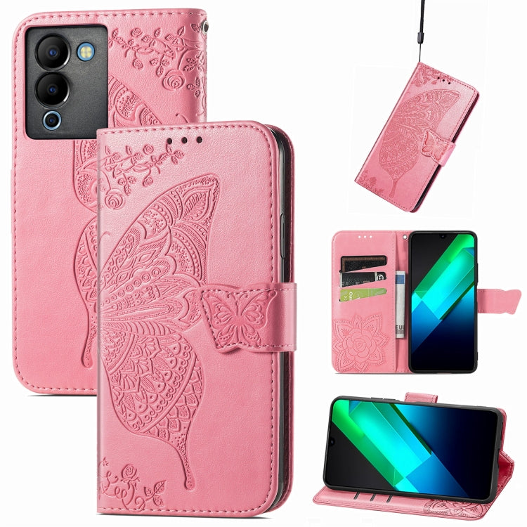 Butterfly Love Flower Embossed Leather Phone Case, For Infinix Note 12 G96, For OnePlus Ace 2, For Realme C55, For Tecno Pova Neo 5G, For ZTE Blade A52, For Samsung Galaxy A14 4G