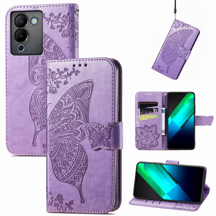 Butterfly Love Flower Embossed Leather Phone Case, For Infinix Note 12 G96, For OnePlus Ace 2, For Realme C55, For Tecno Pova Neo 5G, For ZTE Blade A52, For Samsung Galaxy A14 4G