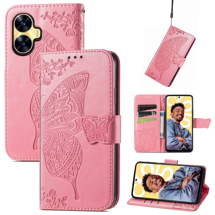 Butterfly Love Flower Embossed Leather Phone Case, For Infinix Note 12 G96, For OnePlus Ace 2, For Realme C55, For Tecno Pova Neo 5G, For ZTE Blade A52, For Samsung Galaxy A14 4G