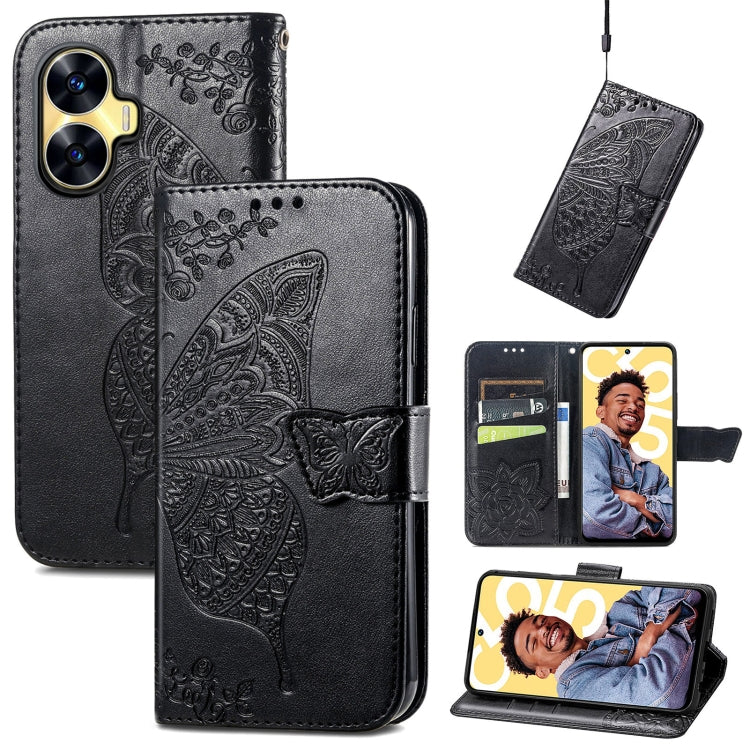 Butterfly Love Flower Embossed Leather Phone Case, For Infinix Note 12 G96, For OnePlus Ace 2, For Realme C55, For Tecno Pova Neo 5G, For ZTE Blade A52, For Samsung Galaxy A14 4G