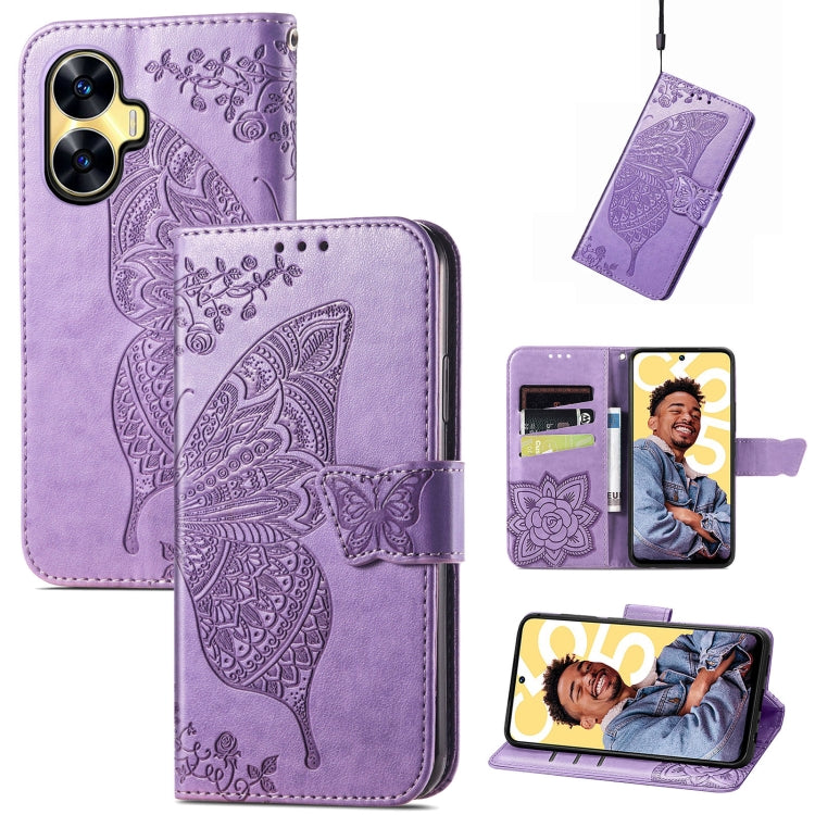 Butterfly Love Flower Embossed Leather Phone Case, For Infinix Note 12 G96, For OnePlus Ace 2, For Realme C55, For Tecno Pova Neo 5G, For ZTE Blade A52, For Samsung Galaxy A14 4G