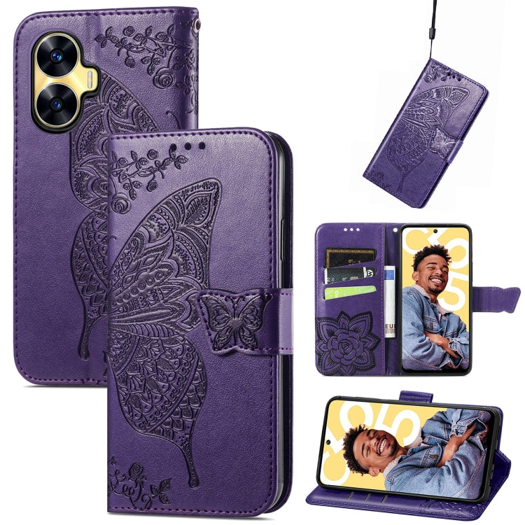 Butterfly Love Flower Embossed Leather Phone Case, For Infinix Note 12 G96, For OnePlus Ace 2, For Realme C55, For Tecno Pova Neo 5G, For ZTE Blade A52, For Samsung Galaxy A14 4G