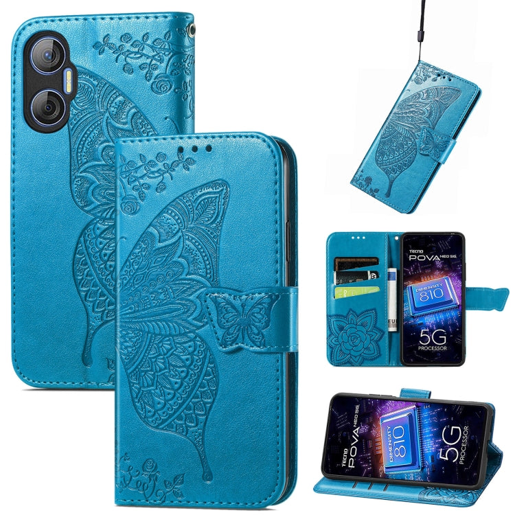 Butterfly Love Flower Embossed Leather Phone Case, For Infinix Note 12 G96, For OnePlus Ace 2, For Realme C55, For Tecno Pova Neo 5G, For ZTE Blade A52, For Samsung Galaxy A14 4G