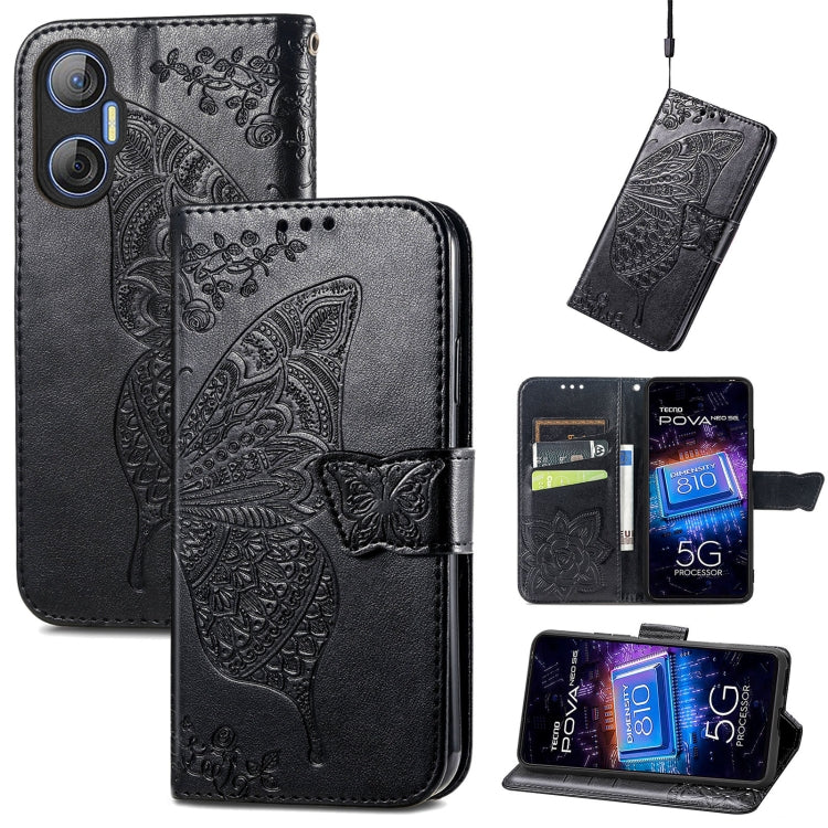 Butterfly Love Flower Embossed Leather Phone Case, For Infinix Note 12 G96, For OnePlus Ace 2, For Realme C55, For Tecno Pova Neo 5G, For ZTE Blade A52, For Samsung Galaxy A14 4G