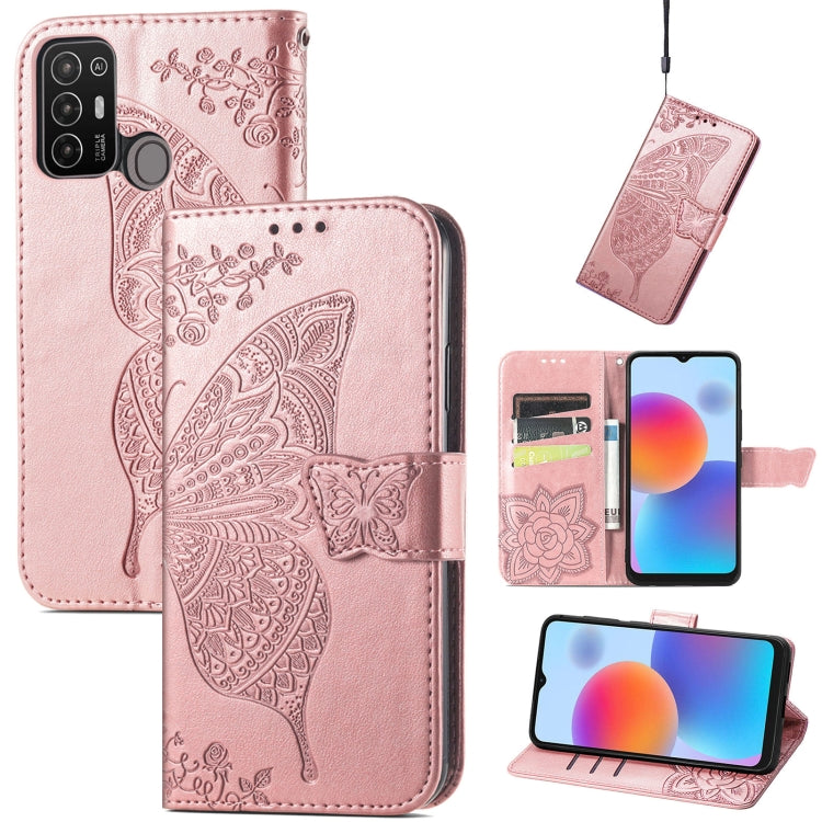 Butterfly Love Flower Embossed Leather Phone Case, For Infinix Note 12 G96, For OnePlus Ace 2, For Realme C55, For Tecno Pova Neo 5G, For ZTE Blade A52, For Samsung Galaxy A14 4G