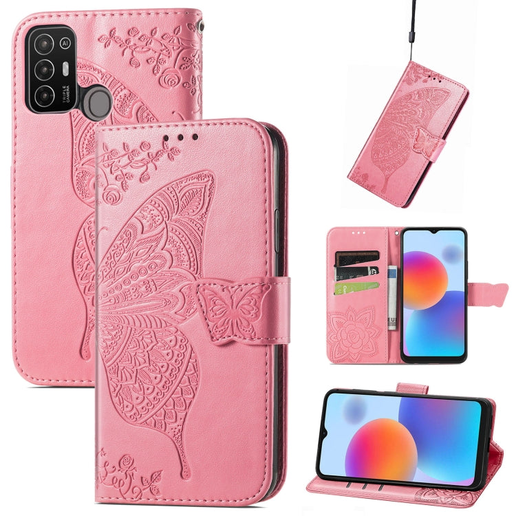 Butterfly Love Flower Embossed Leather Phone Case, For Infinix Note 12 G96, For OnePlus Ace 2, For Realme C55, For Tecno Pova Neo 5G, For ZTE Blade A52, For Samsung Galaxy A14 4G