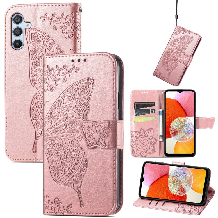 Butterfly Love Flower Embossed Leather Phone Case, For Infinix Note 12 G96, For OnePlus Ace 2, For Realme C55, For Tecno Pova Neo 5G, For ZTE Blade A52, For Samsung Galaxy A14 4G