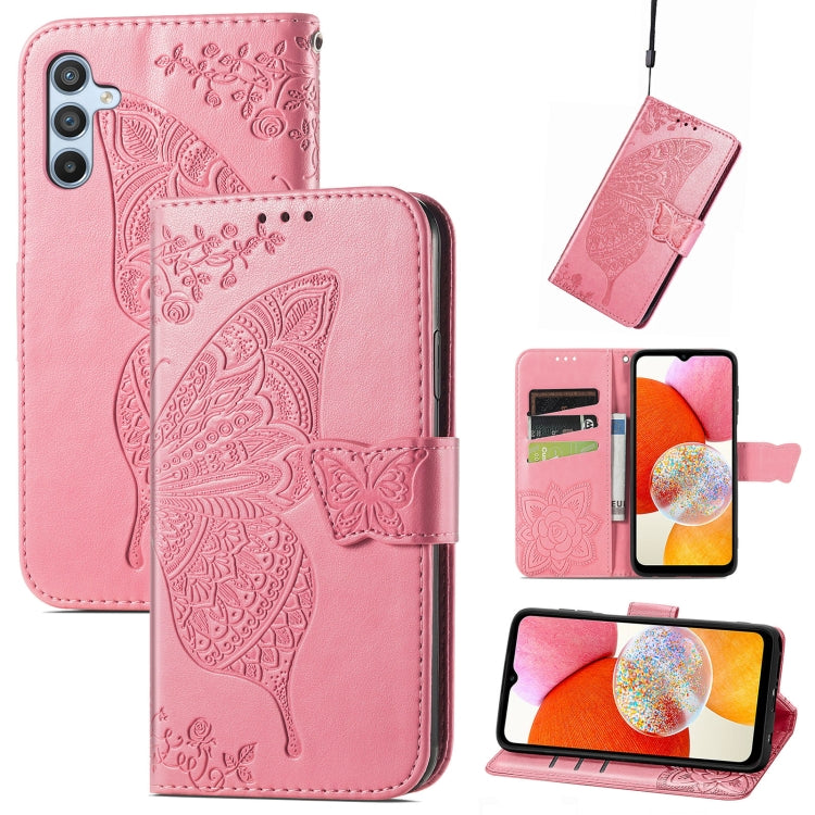 Butterfly Love Flower Embossed Leather Phone Case, For Infinix Note 12 G96, For OnePlus Ace 2, For Realme C55, For Tecno Pova Neo 5G, For ZTE Blade A52, For Samsung Galaxy A14 4G