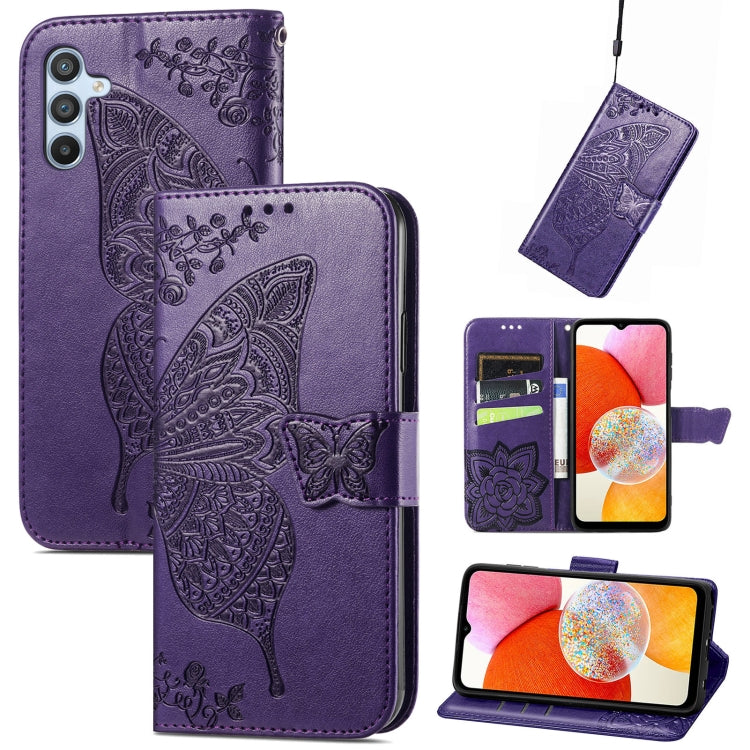 Butterfly Love Flower Embossed Leather Phone Case, For Infinix Note 12 G96, For OnePlus Ace 2, For Realme C55, For Tecno Pova Neo 5G, For ZTE Blade A52, For Samsung Galaxy A14 4G