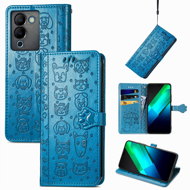 Cat and Dog Embossed Phone Leather Phone Case, For Infinix Note 12 G96, For OnePlus Ace 2, For Realme C55, For Tecno Pova Neo 5G, For vivo S15e, For Samsung Galaxy A14 4G