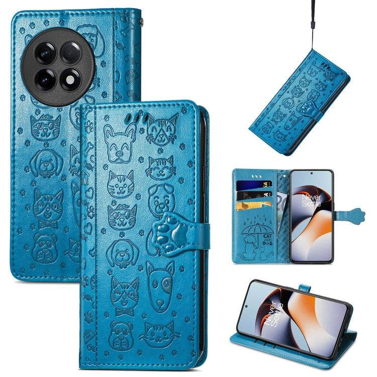 Cat and Dog Embossed Phone Leather Phone Case, For Infinix Note 12 G96, For OnePlus Ace 2, For Realme C55, For Tecno Pova Neo 5G, For vivo S15e, For Samsung Galaxy A14 4G