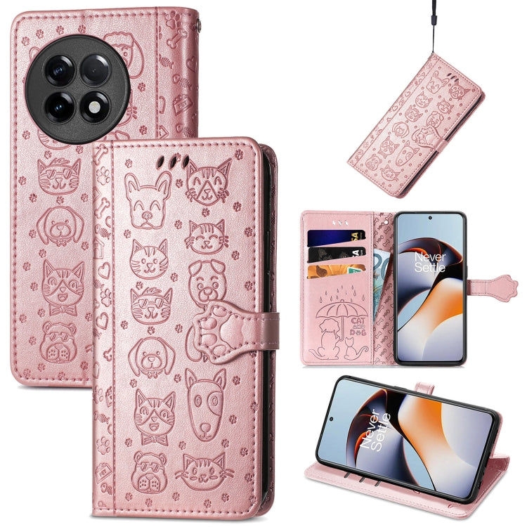 Cat and Dog Embossed Phone Leather Phone Case, For Infinix Note 12 G96, For OnePlus Ace 2, For Realme C55, For Tecno Pova Neo 5G, For vivo S15e, For Samsung Galaxy A14 4G