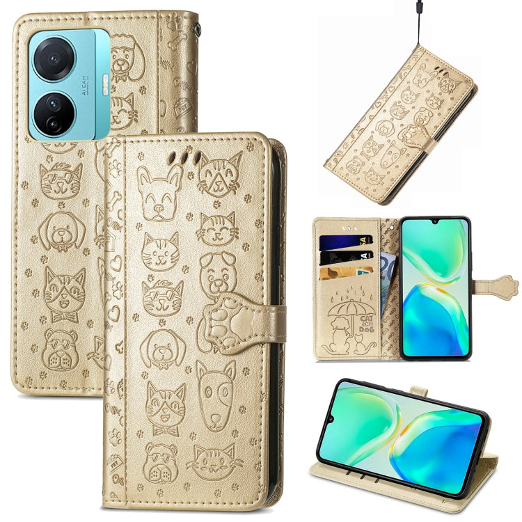 Cat and Dog Embossed Phone Leather Phone Case, For Infinix Note 12 G96, For OnePlus Ace 2, For Realme C55, For Tecno Pova Neo 5G, For vivo S15e, For Samsung Galaxy A14 4G