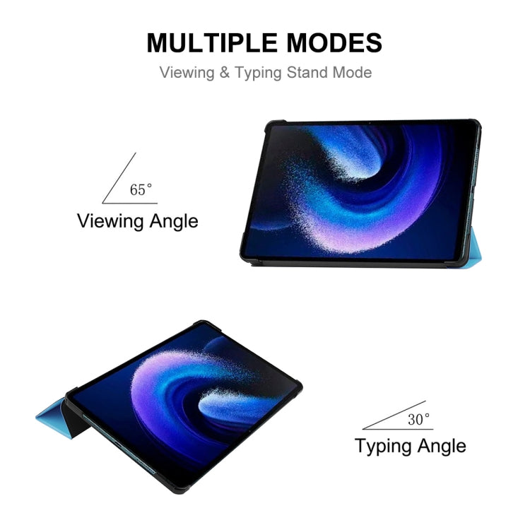 For Xiaomi Pad 6 ENKAY Tri-fold Custer Texture Leather Stand Smart Case, For Xiaomi Pad 6