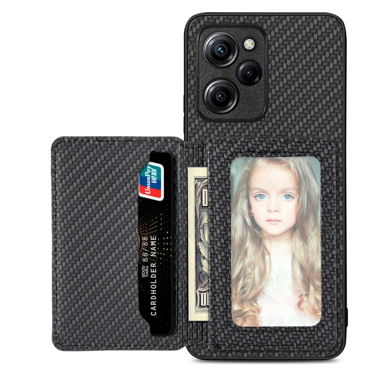 Carbon Fiber Magnetic Card Bag Phone Case, For Xiaomi Poco X5 Pro, For Xiaomi Poco X5, For Xiaomi Redmi Note 10 5G, For Xiaomi Redmi Note 12 5G Global, For OPPO A74 5G