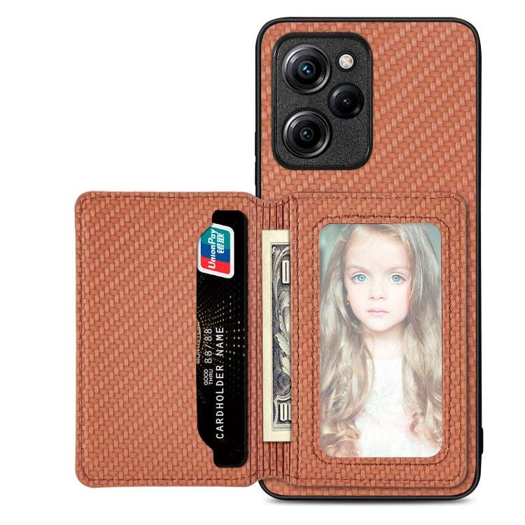 Carbon Fiber Magnetic Card Bag Phone Case, For Xiaomi Poco X5 Pro, For Xiaomi Poco X5, For Xiaomi Redmi Note 10 5G, For Xiaomi Redmi Note 12 5G Global, For OPPO A74 5G