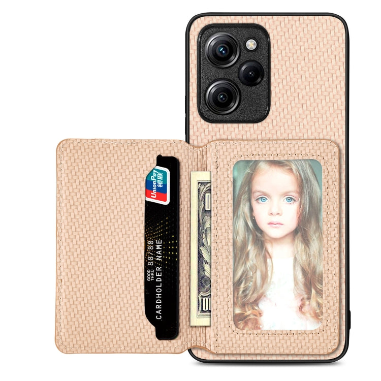 Carbon Fiber Magnetic Card Bag Phone Case, For Xiaomi Poco X5 Pro, For Xiaomi Poco X5, For Xiaomi Redmi Note 10 5G, For Xiaomi Redmi Note 12 5G Global, For OPPO A74 5G