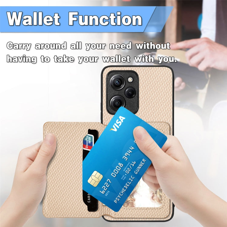 Carbon Fiber Magnetic Card Bag Phone Case, For Xiaomi Poco X5 Pro, For Xiaomi Poco X5, For Xiaomi Redmi Note 10 5G, For Xiaomi Redmi Note 12 5G Global, For OPPO A74 5G