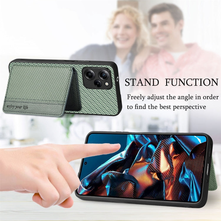 Carbon Fiber Magnetic Card Bag Phone Case, For Xiaomi Poco X5 Pro, For Xiaomi Poco X5, For Xiaomi Redmi Note 10 5G, For Xiaomi Redmi Note 12 5G Global, For OPPO A74 5G