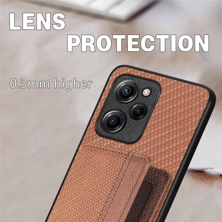 Carbon Fiber Magnetic Card Bag Phone Case, For Xiaomi Poco X5 Pro, For Xiaomi Poco X5, For Xiaomi Redmi Note 10 5G, For Xiaomi Redmi Note 12 5G Global, For OPPO A74 5G