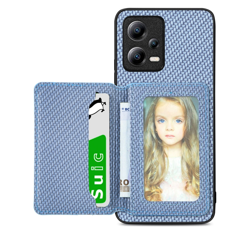 Carbon Fiber Magnetic Card Bag Phone Case, For Xiaomi Poco X5 Pro, For Xiaomi Poco X5, For Xiaomi Redmi Note 10 5G, For Xiaomi Redmi Note 12 5G Global, For OPPO A74 5G