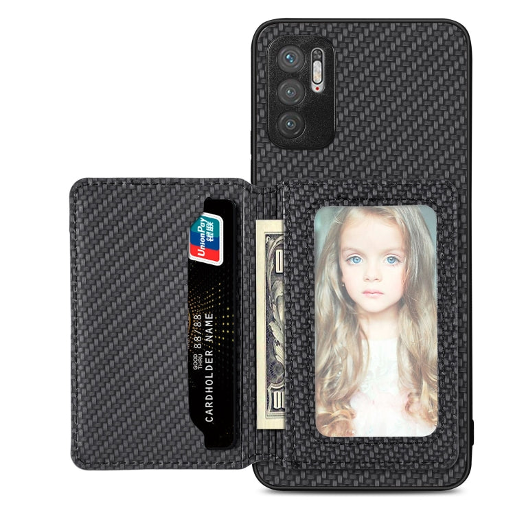 Carbon Fiber Magnetic Card Bag Phone Case, For Xiaomi Poco X5 Pro, For Xiaomi Poco X5, For Xiaomi Redmi Note 10 5G, For Xiaomi Redmi Note 12 5G Global, For OPPO A74 5G
